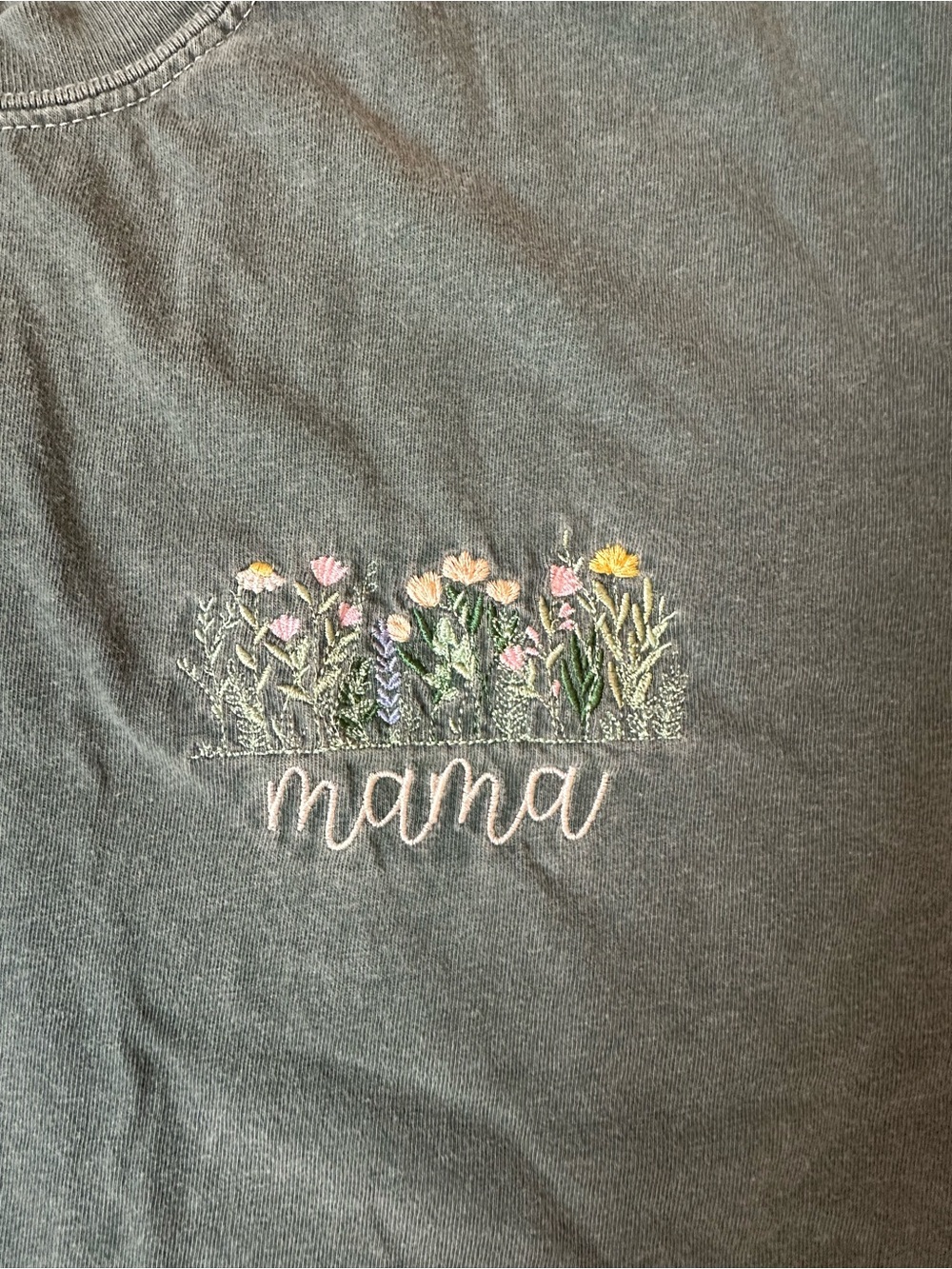 Comfort Colors “mama" Embroidered Floral Short Sleeve Tee
